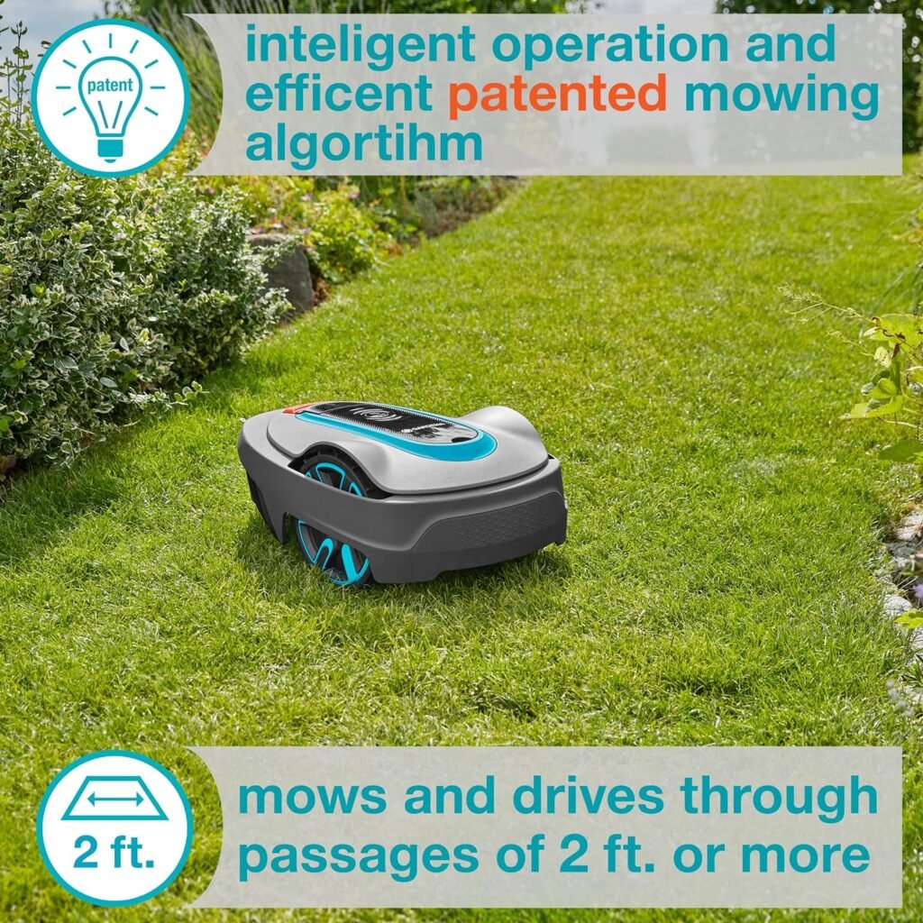 GARDENA 15002-41 SILENO City - Automatic Robotic Lawn Mower, with Bluetooth app and Boundary Wire, one of The quietest in its Class, for lawns up to 5400 Sq Ft, Made in Europe, Grey
