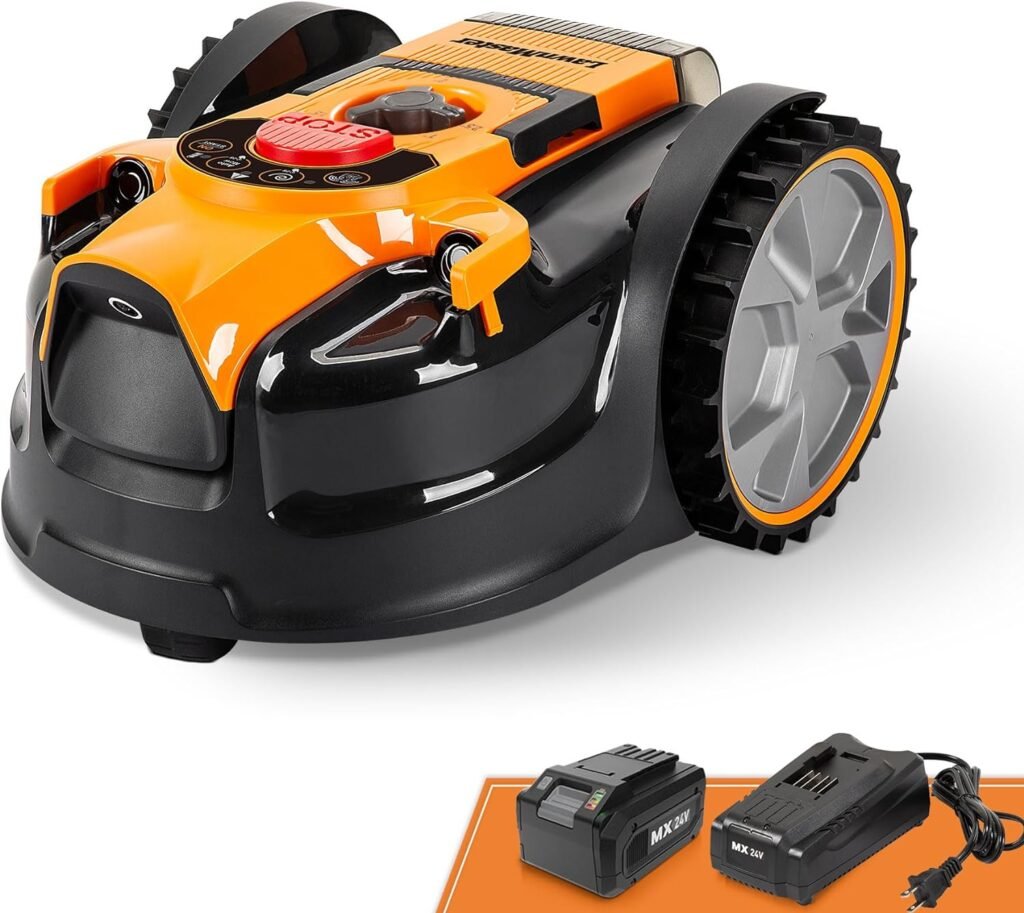 LawnMaster OcuMow™ Robot Lawn Mower Perimeter Wire Free Robotic for Small Yards up to 1000 Square feet Optical Navigation Automatic Obstacle Avoidance Low Noise Spot Cut and No Go Function