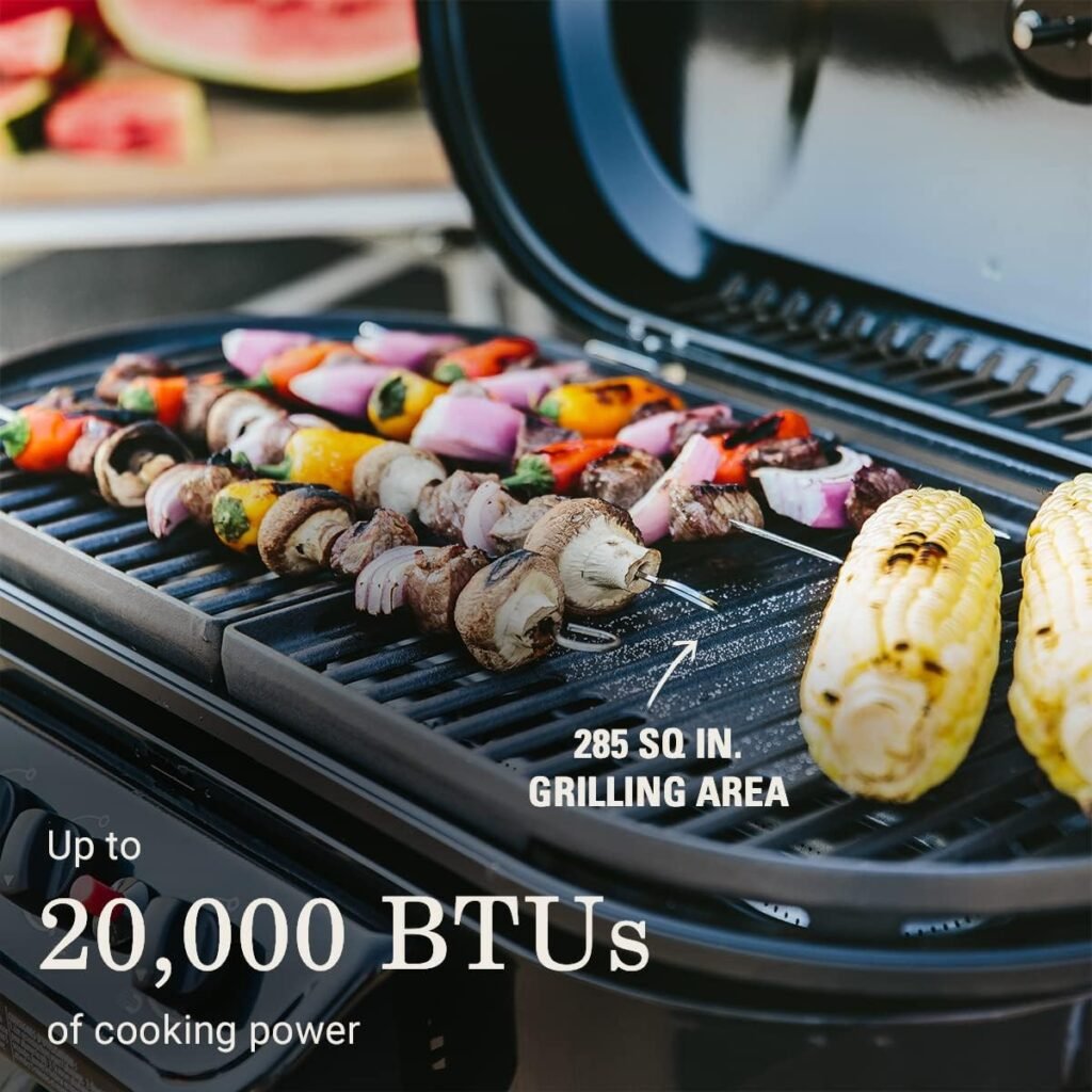 Coleman RoadTrip 285 Portable Stand-Up Propane Grill, Gas Grill with 3 Adjustable Burners  Instastart Push-Button Ignition; Great for Camping, Tailgating, BBQ, Parties, Backyard, Patio  More