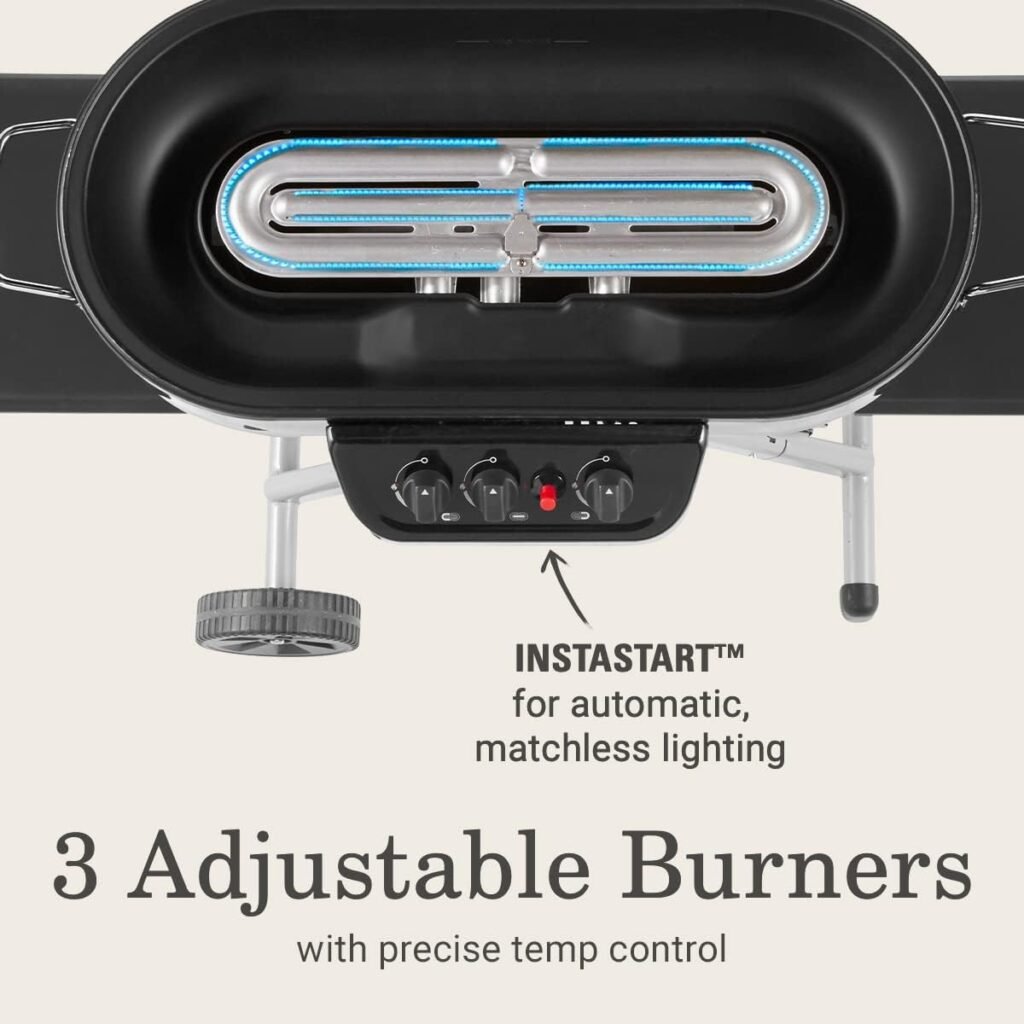 Coleman RoadTrip 285 Portable Stand-Up Propane Grill, Gas Grill with 3 Adjustable Burners  Instastart Push-Button Ignition; Great for Camping, Tailgating, BBQ, Parties, Backyard, Patio  More