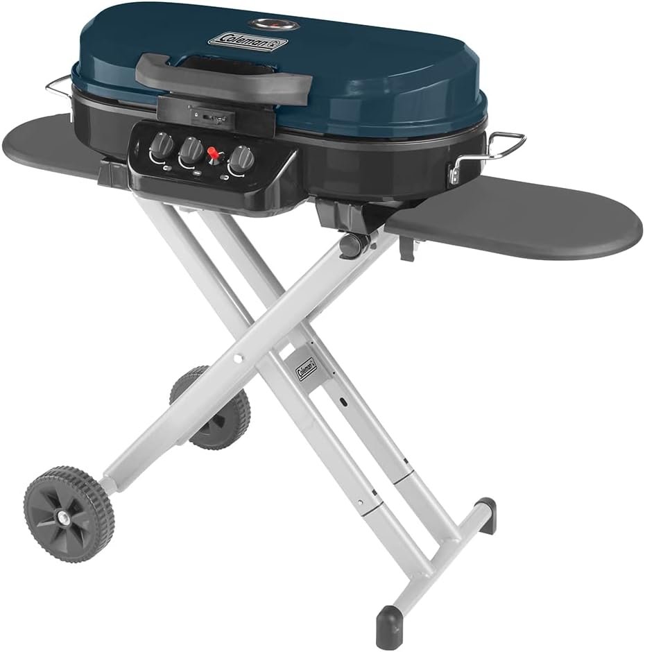 Coleman RoadTrip 285 Portable Stand-Up Propane Grill, Gas Grill with 3 Adjustable Burners  Instastart Push-Button Ignition; Great for Camping, Tailgating, BBQ, Parties, Backyard, Patio  More