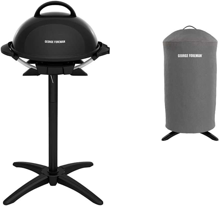 George Foreman Indoor/Outdoor Electric Grill (15-Serving) and George Foreman GFA0240RDCG Round Grill Cover