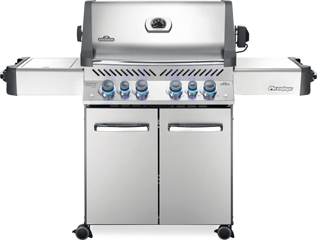 Napoleon P500RSIBPSS-3 Prestige 500 RSIB Propane Gas Grill, sq. in + Infrared Side and Rear Burner, Stainless Steel