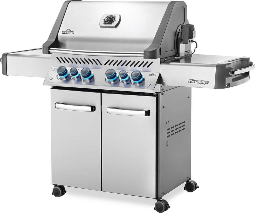 Napoleon P500RSIBPSS-3 Prestige 500 RSIB Propane Gas Grill, sq. in + Infrared Side and Rear Burner, Stainless Steel