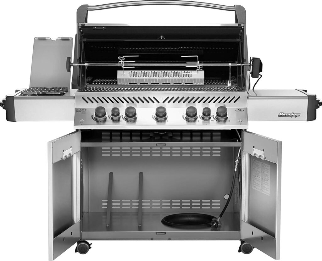 Napoleon P500RSIBPSS-3 Prestige 500 RSIB Propane Gas Grill, sq. in + Infrared Side and Rear Burner, Stainless Steel