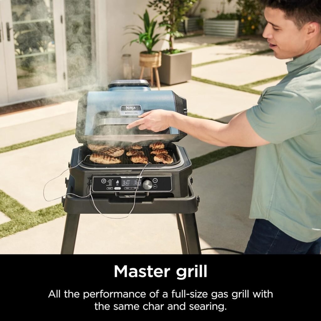 Ninja Woodfire ProConnect Premium XL Grill  Smoker Bundle with Cleaning Brush for OG700/800/900 Series Grills