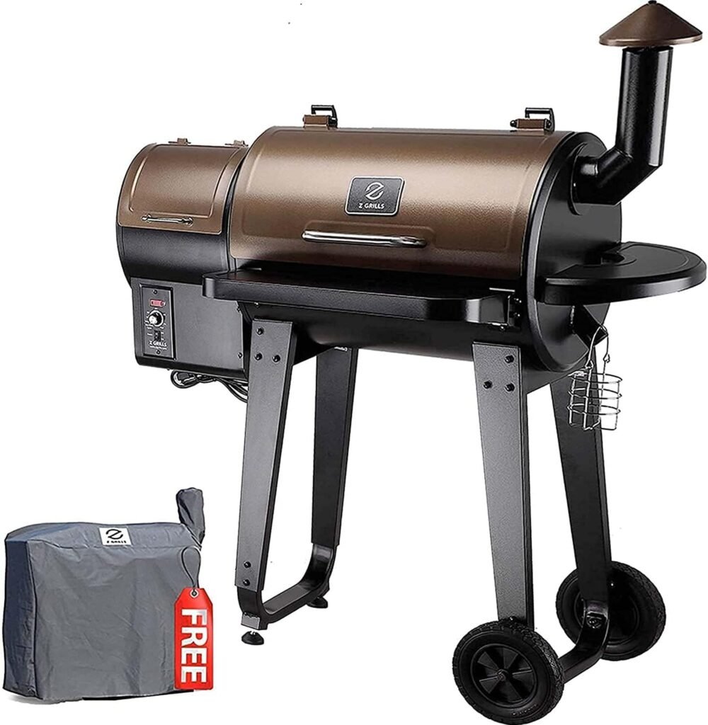 Z GRILLS ZPG-450A 2024 Upgrade Wood Pellet Grill  Smoker 8 in 1 BBQ Grill Auto Temperature Control, 450 Sq in Bronze