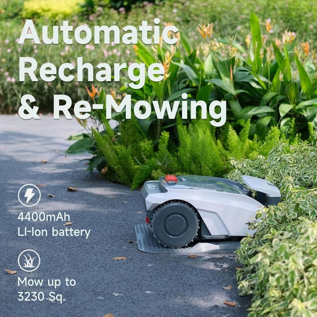 Automatic Robotic Lawn Mower, Mows Up to 1/3 Acre /16,145 Sq.Ft, All-Wheel Drive, Robotic Lawnmower with Path Planning, Boundary Wire, Satellite Navigation