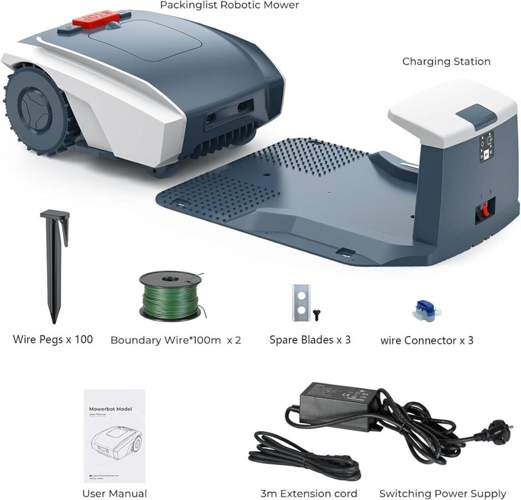 Robot Lawnmower, Garden Lawn Mower, Lawn Robot Free Robotic Lawn Mower for 0.37 Acres Lawn 25% Slope, Cut Height 1.0-2.7, APP Control, Compatible, Multi-Zone Management