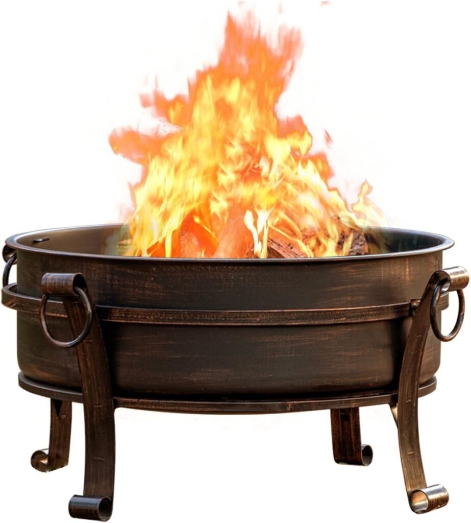 36 Inch Fire Pit with Grill  Lid, Fireplace  Round Table  BBQ 3 in 1 Fire Pit,Heavy Duty Wood Burning Fire Pits for Outside with Fire Poker, Waterproof Cover  Log Grate