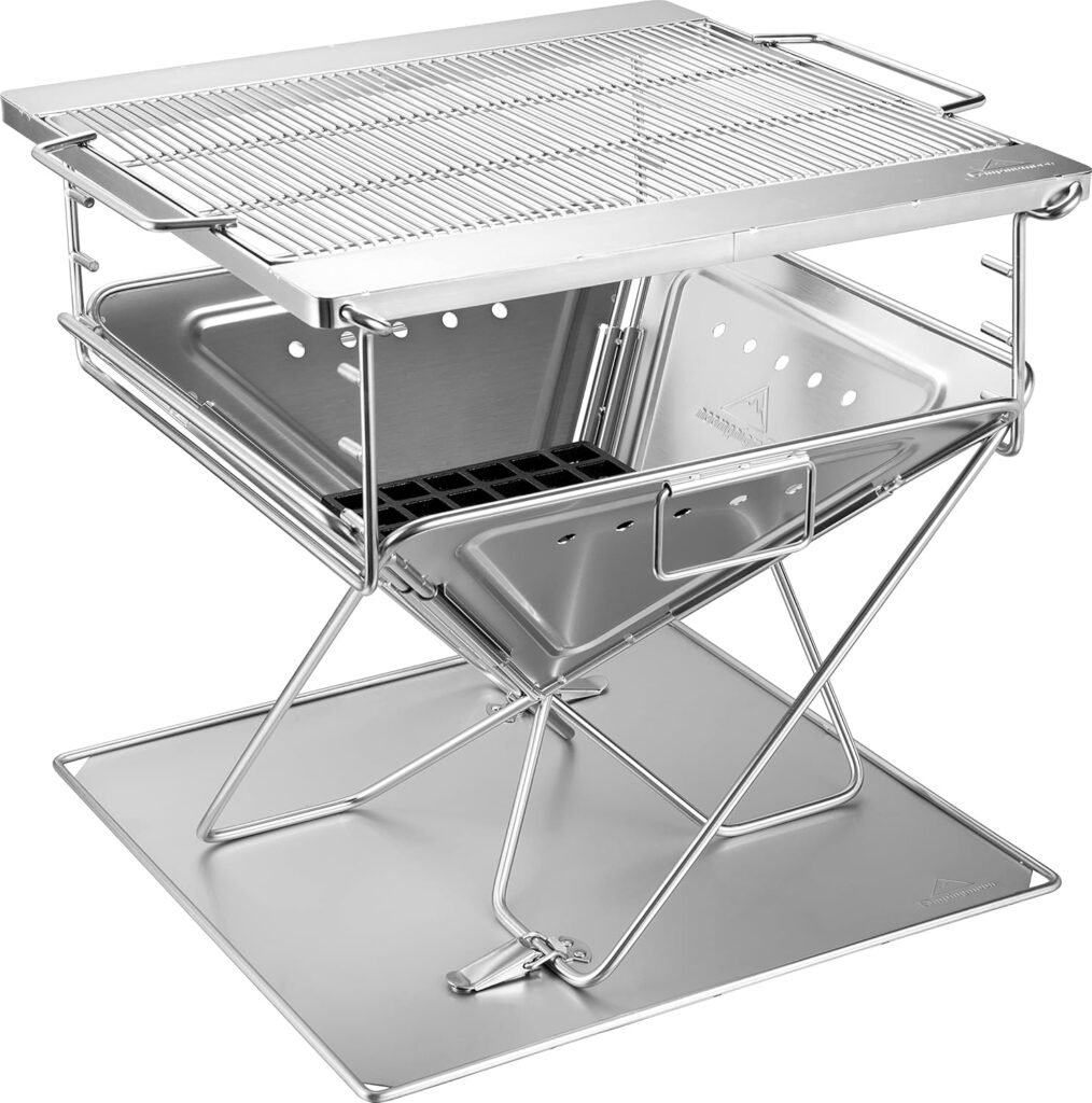 Campingmoon BBQ Grill Fire Pit Foldable Stainless Steel - Extra Large MT-055