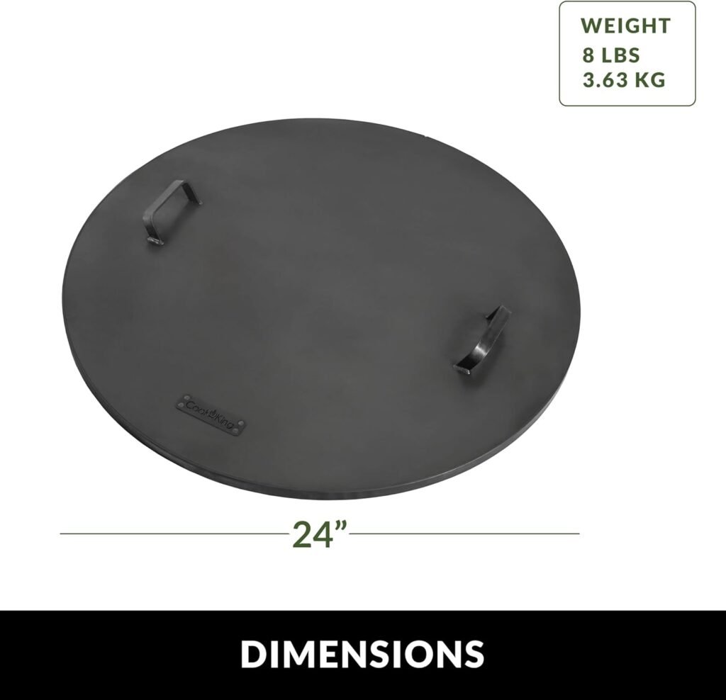 Fire Pit Round Cover Lid, 2mm Thickness, Fire Snuffer in Powder Coated Finish Rust Resistant, Drop-in Burner Fire Pit Pan Lid, Grill Fire Ring Lid with Handle, 32” inch Diameter by Good Directions